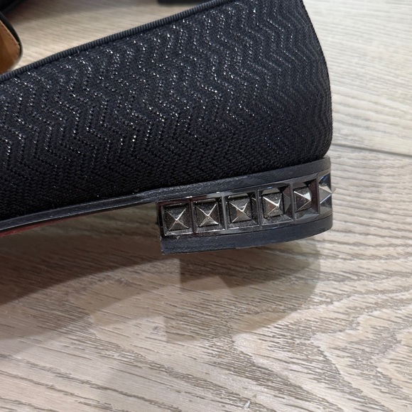 Christian Louboutin Black Textured Loafers with Tassels